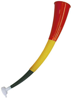 Funny Fashion Supporters blaastoeter Belgische vlag kleuren - rood/geel/zwart - kunststof - 56 cm Multi