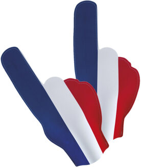 Funny Fashion Supporters feestartikelen - 2x - foam hand - vlag Frankrijk - 50 cm
