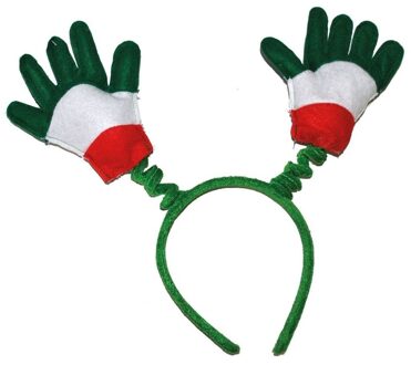 Funny Fashion Supporters verkleed accessoire - vlag handjes diadeem - Italie - volwassenen