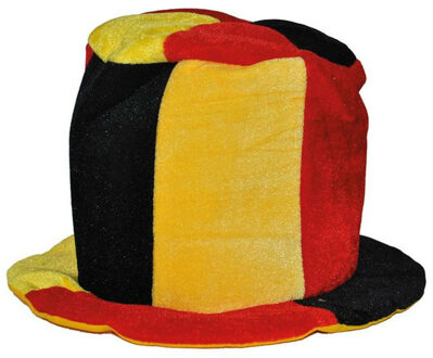 Funny Fashion Supporters verkleed kleding hoge hoed - vlag Belgie kleuren - polyester - volwassenen Multi