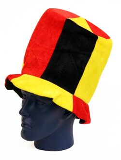 Funny Fashion Supporters verkleed kleding hoge hoed - vlag Belgie kleuren - polyester - volwassenen