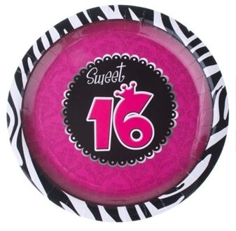 Funny Fashion Sweet 16 feest thema party bordjes - 8x stuks - dia 23 cm - Karton - verjaardag - Feestbordjes Multikleur