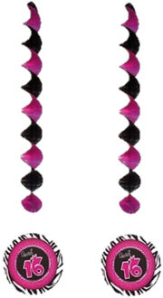 Funny Fashion Sweet 16 party versiering rotorspiralen 12x stuks