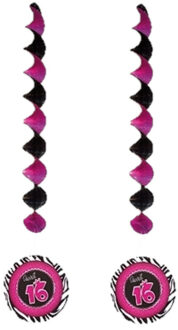 Funny Fashion Sweet 16 party versiering rotorspiralen 6x stuks