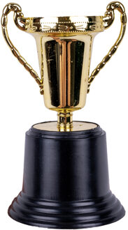 Funny Fashion Trofee/prijs beker met oren - goud - kunststof - 14 x 7 cm Goudkleurig