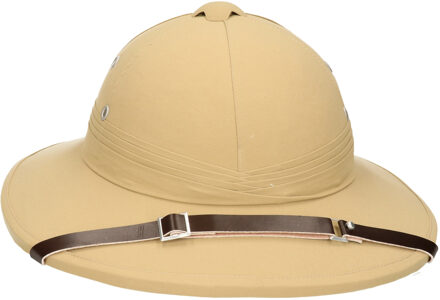 Funny Fashion Tropenhelm - safari helmhoed - lichtbruin - volwassenen - verkleed hoeden - Verkleedhoofddeksels Beige