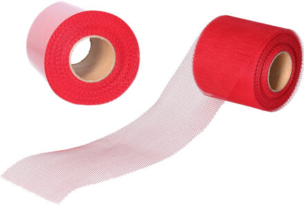 Funny Fashion Tule stof op rol - 2x - bordeauxrood - 7.5cm x 20meter - Organza/mesh decoratie stoffen