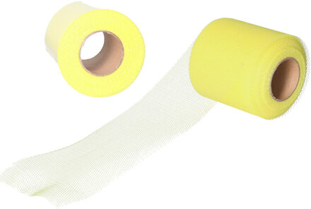 Funny Fashion Tule stof op rol - 2x - geel - 7.5cm x 20meter - Organza/mesh decoratie stoffen