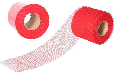 Funny Fashion Tule stof op rol - 2x - rood - 7.5cm x 20meter - Organza/mesh decoratie stoffen