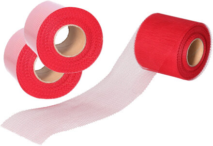 Funny Fashion Tule stof op rol - 5x - donkerrood - 7.5cm x 20meter - Organza/mesh decoratie stoffen