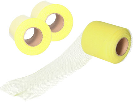 Funny Fashion Tule stof op rol - 5x - geel - 7.5cm x 20meter - Organza/mesh decoratie stoffen
