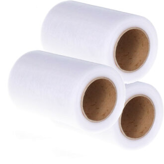 Funny Fashion Tule stof op rol - 5x - glanzend wit - 10cm x 20meter - Organza/mesh decoratie stoffen