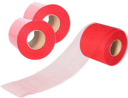 Funny Fashion Tule stof op rol - 5x - rood - 7.5cm x 20meter - Organza/mesh decoratie stoffen