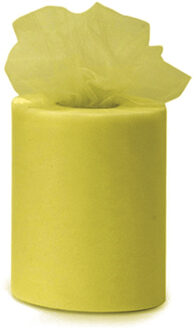 Funny Fashion Tule stof op rol - geel - 7.5cm x 20meter - Organza/mesh decoratie stoffen