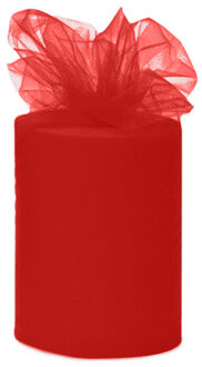 Funny Fashion Tule stof op rol - rood - 7.5cm x 20meter - Organza/mesh decoratie stoffen