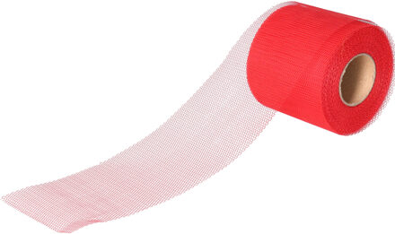 Funny Fashion Tule stof op rol - rood - 7.5cm x 20meter - Organza/mesh decoratie stoffen