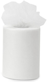Funny Fashion Tule stof op rol - wit - 7.5cm x 20meter - Organza/mesh decoratie stoffen