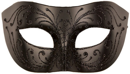 Funny Fashion Venetiaans oogmasker - zwart - voor volwassenen - Carnaval verkleed maskers