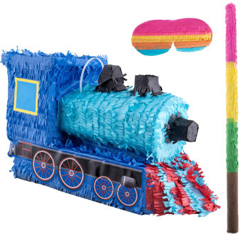 Funny Fashion Verjaardag Pinata Trein - 25 x 50 cm - papier - set met stok en masker