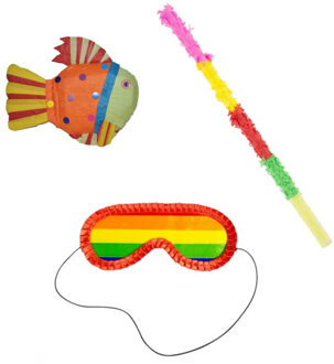 Funny Fashion Verjaardag Pinata Vis van 60 cm set met stok en masker