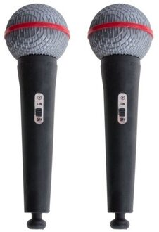Funny Fashion Verkleed accessoires nep/namaak microfoon - 2x - 19 cm - zwart - kunststof - Popster - Presentator