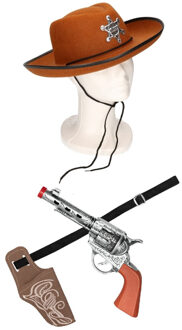 Funny Fashion Verkleed cowboy hoed/holster met een revolver voor kinderen - carnaval