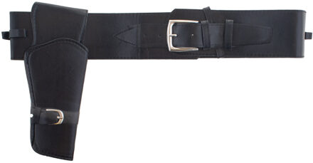Funny Fashion Verkleed cowboy holster voor een revolver/pistool - holsterriem - volwassenen - carnaval Zwart