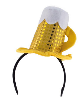 Funny Fashion Verkleed diadeem met oktoberfest bierglas - volwassenen - Carnaval Multi