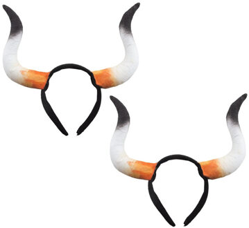 Funny Fashion Verkleed diadeem met stieren/koeien hoorns - Set van 2x stuks - Carnaval verkleedkleding accessoires