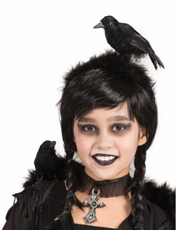 Funny Fashion Verkleed diadeem met zwarte kraai - 17 cm - Halloween verkleed accessoires - heks