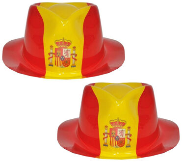 Funny Fashion Verkleed hoed vlag Spanje - 2x - plastic - Landen vlag supporters artikelen