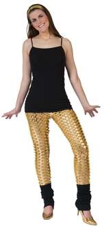 Funny Fashion Verkleed legging met gaten - goud - dames - one size - disco/punk thema One size