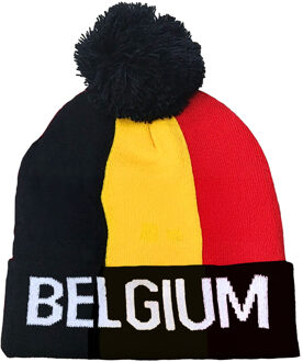 Funny Fashion Verkleed muts - Supporters Belgie - voor volwassenen - in vlag kleuren - polyester