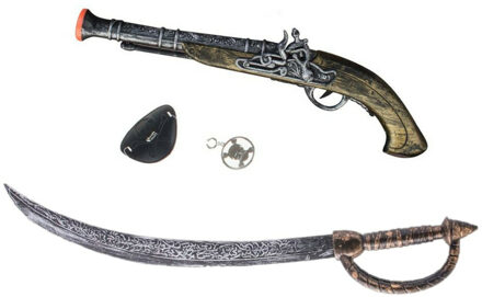 Funny Fashion Verkleed speelgoed Piraat -Piraten pistool en zwaard - en een ooglapje