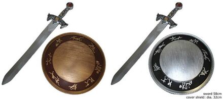 Funny Fashion Verkleed speelgoed wapens set Middeleeuws/ridder/vikingen zwaard 58 cm en schild 32 cm