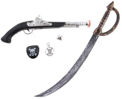 Funny Fashion Verkleed wapens set Piraten - pistool - zwaard 65 cm - ooglapje - kinderen/volwassenen