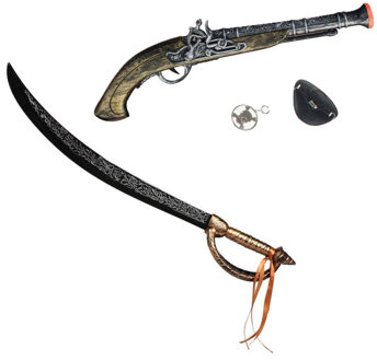 Funny Fashion Verkleed wapens set Piraten - pistool - zwaard - ooglapje - kinderen/volwassenen