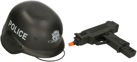 Funny Fashion Verkleedaccessoires Politie SWAT team wapen set met pistool en helm Multi