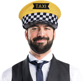 Funny Fashion Verkleedkleren - pet - geel - Carnaval - volwassenen - taxi chauffeur
