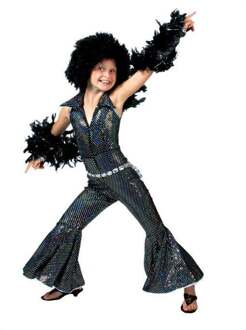 Funny Fashion Verkleedpak disco glitter meisje Boogie Jumpsuit 140 - Carnavalskleding