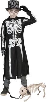 Funny Fashion Verkleedpak Jas met skelet tekening kind 116