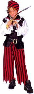 Funny Fashion Verkleedpak Piraat Jongen Zwarthart 128 - Carnavalskleding