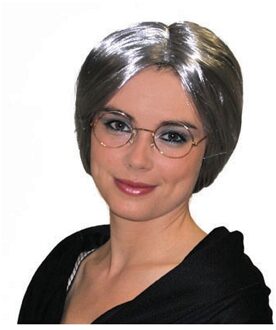 Funny Fashion verkleedpruik - dames - oma/sarah/bejaarde - grijs - knotje