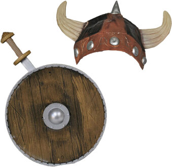 Funny Fashion Viking verkleed accessoire set met helm zwaard en schild