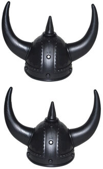 Funny Fashion Viking verkleed helm - 4x stuks - zwart - volwassenen - Formaat 59 cm