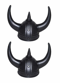 Funny Fashion Viking verkleed helm - Set van 2x stuks - zwart - volwassenen - Formaat 59 cm