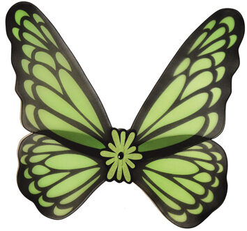 Funny Fashion Vlinder verkleed vleugels - groen - Carnaval verkleed artikel - volwassenen - kunststof - Verkleedarmdecoratie