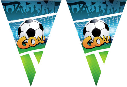 Funny Fashion Voetbal vlaggenlijn - 3x stuks - 5 meter - 10 vlaggetjes - slingers