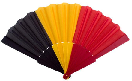 Funny Fashion Waaier Belgische vlag - Handwaaiers - 23 cm - Feestartikelen - Belgi? Geel