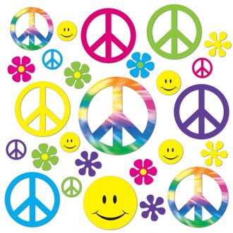 Funny Fashion Wand feest decoratie hangers - 84x - Sixties Hippie Flower Power peace thema